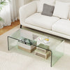 Clear Tempered Glass Coffee Table with Rounded Edges