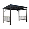 Hardtop Grill Gazebo with Steel Roof & Side Shelves, Gray