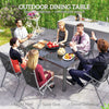 59" Aluminium Outdoor Dining Table for 6, Glass Top, Grey