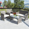 4-Piece Wicker Patio Conversation Set with Soft Cushions