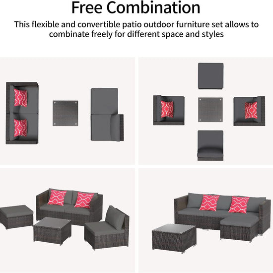 Outdoor Patio Conversation Set All Weather Gray Sectional-3