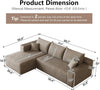 Brown corduroy 95-inch cloud modular sleeper sectional, detail view 2