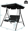 Cushioned Steel Patio Loveseat Glider with Canopy