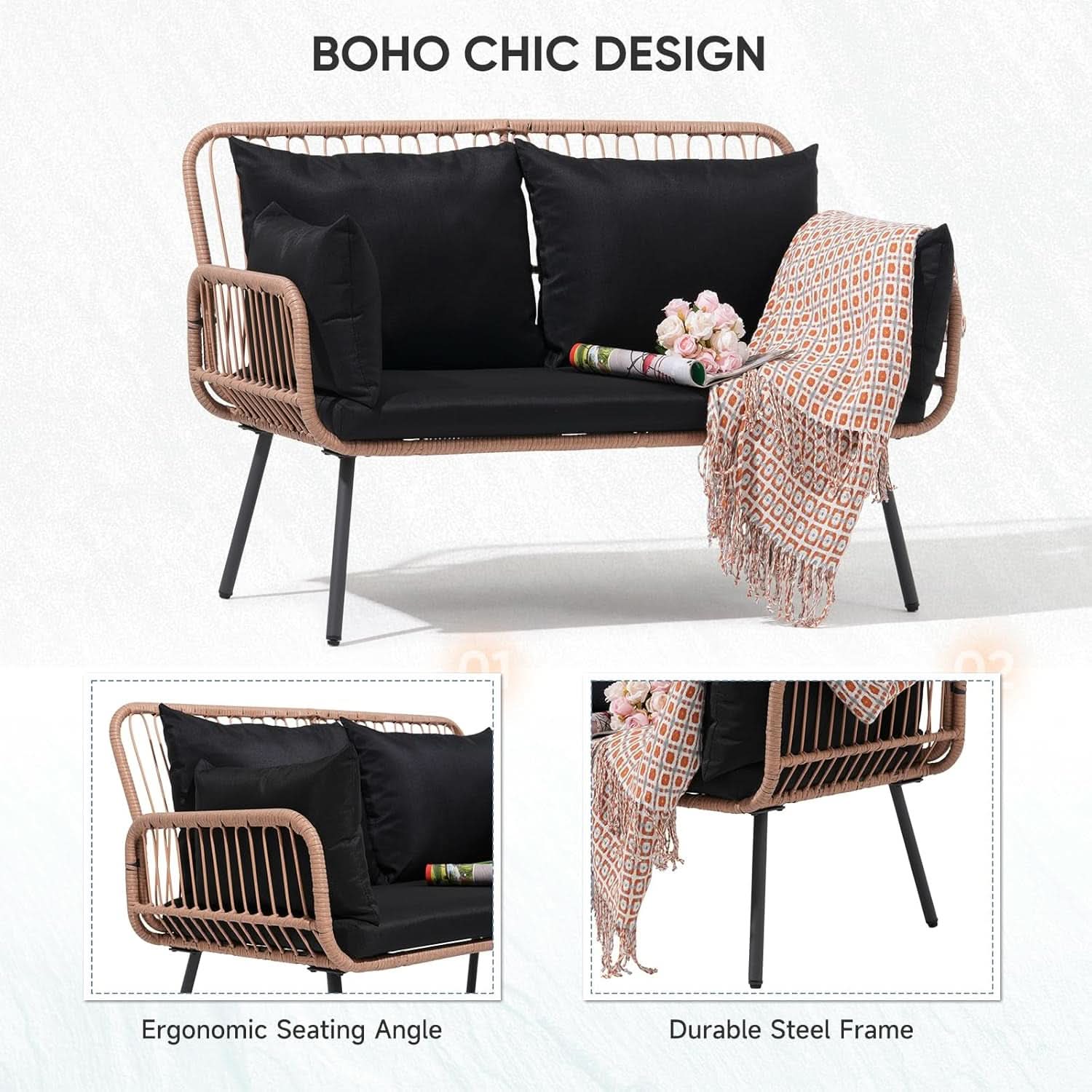 Stylish Four Piece Outdoor Wicker Patio Furniture Set-3
