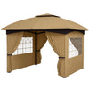 11 x 11 ft Double-Roof Outdoor Gazebo with Curtains