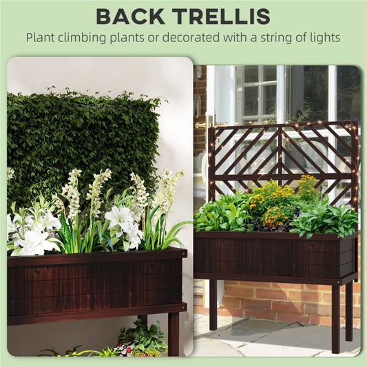 Elevated Fir Wood Planter with Climbing Trellis