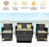 4-Piece Outdoor Rattan Conversation Set with Cushions-4