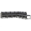 7-Piece Patio Lounge Set with Cushions, Gray Poly Rattan