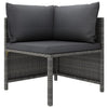 7-Piece Patio Lounge Set with Cushions, Gray Poly Rattan