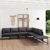 7-Piece Patio Lounge Set with Cushions, Gray Poly Rattan