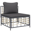 7-Piece Patio Lounge Set with Cushions, Anthracite Poly Rattan