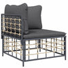 7-Piece Patio Lounge Set with Cushions, Anthracite Poly Rattan