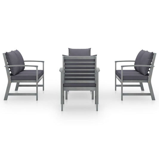 5-Piece Solid Acacia Wood Garden Lounge Set, Gray Wash