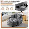 Oversized Chaise Lounge Chair, Gray Chenille Tufted
