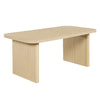 Natural Oak Veneer Dining Table with Ribbed Legs, 68 in