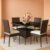 5-Piece Wicker Patio Dining Set with Tempered Glass Table