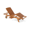 Solid Wood Outdoor Chaise Lounge with Side Table and Wheels