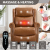 Genuine Leather Swivel Rocker Recliner with Heat & Massage