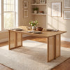 Rubberwood Dining Table with Rattan Accents, Seats 6