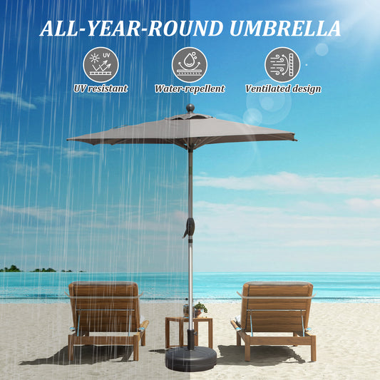 Rectangle Patio Umbrella With Crank Lift And Tilt Function
