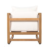 Acacia Wood Club Chair with Beige Cushion Set