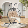 Double Hanging Egg Chair with Stand, Wicker Rattan