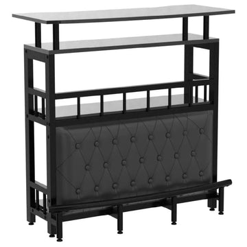 Home Bar Table with Footrest & Stemware Storage