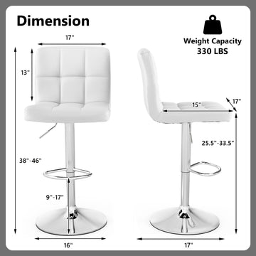 Adjustable Swivel Bar Stool in White PU Leather