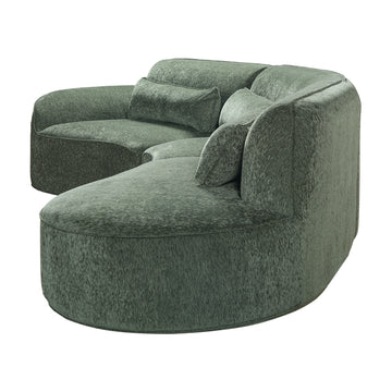 Curved 3-Piece Sectional with Chaise, Right-Hand Facing