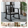 Solid Rubber Wood Rocking Chair with Linen Cushion, Black