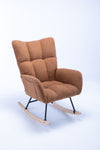 Teddy Fabric Wingback Glider Rocker with Side Storage Pocket, Brown