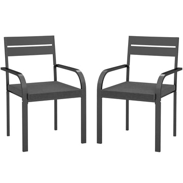 Aluminum Stacking Outdoor Dining Chairs, Grey (Set of 2)