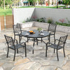 5-Piece Round Patio Dining Set with 47-Inch Wood-Grain Slat Table and