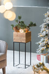 Set of 2 Reclaimed Wood Planters with Iron Stands