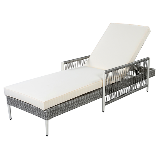 All-Weather Wicker Chaise Lounge, Grey (Set of 2)
