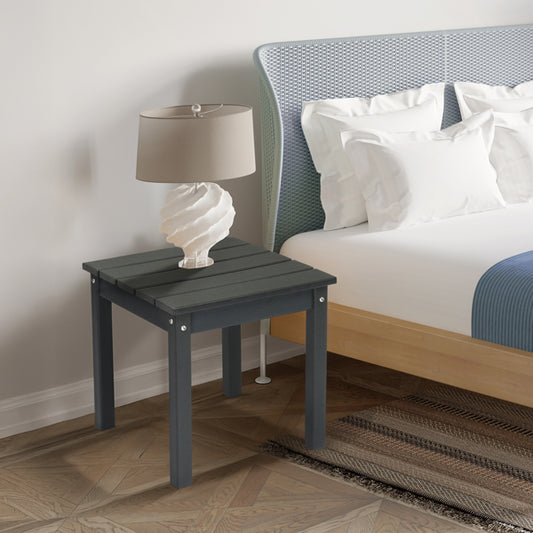 HDPE Outdoor Side Table, Square End Table, Dark Grey
