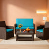 4-Piece Wicker Patio Conversation Set with Glass Coffee Table