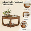 Two-Tier Round Side Table in Rustic Brown
