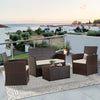 Rattan 4-Piece Conversation Set with Glass Coffee Table