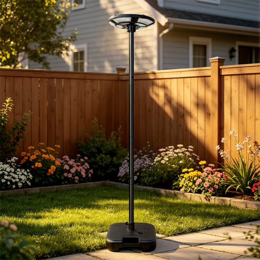 Solar UFO LED Street Lamp with Pole, Matte Black