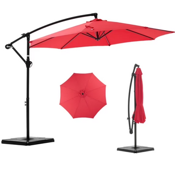 10 ft Offset Hanging Patio Umbrella with Base Stand