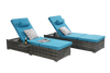 Set of 2 Outdoor Rattan Chaise Lounge Chairs with Adjustable Backrests