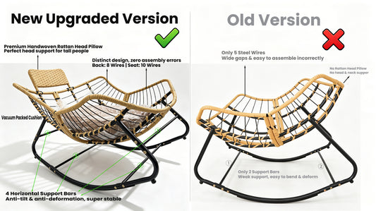 Papasan Rocking Egg Chair with Handwoven Rattan