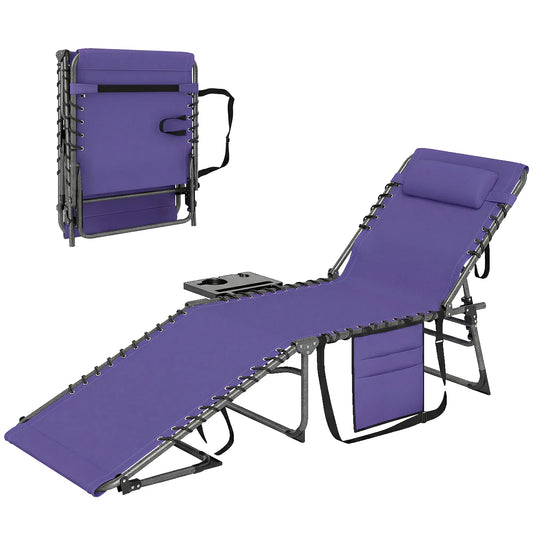 Folding Pool Chaise Lounge Chairs, Set of 2
