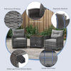 3-Piece PE Rattan Patio Conversation Set with Glass Table, Grey