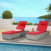 Rattan Chaise Lounge Set of 2 with Side Table