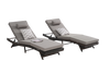 Outdoor Wicker Chaise Lounge with Adjustable Backrest, Armrests and