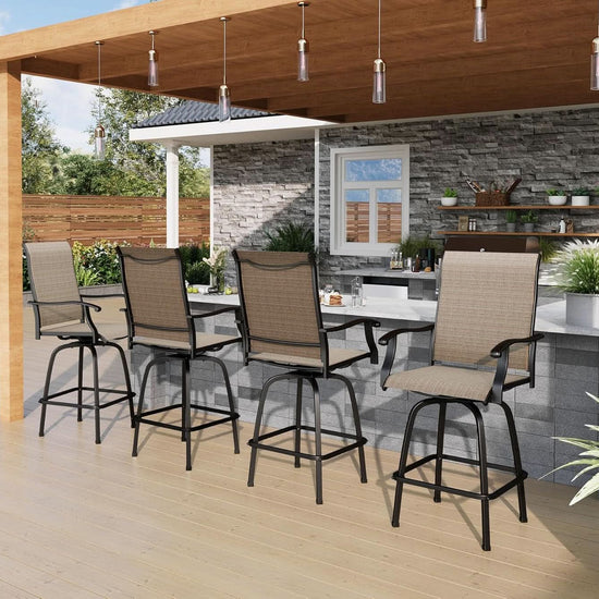 Swivel Outdoor Bar Stools Set of Four Durable Chairs-1