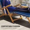 Folding Acacia Wood Patio Lounger with Padded Cushion, Navy