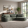 Curved 3-Piece Sectional with Chaise, Right-Hand Facing